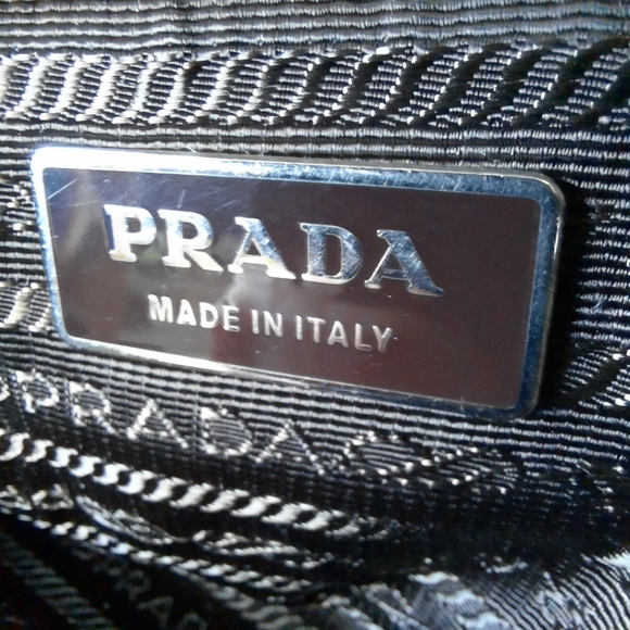 PRADA Vela Saffiano Leather Tessuto Tote Zip Green Enamel Triangle Logo Tan Bag - Picture 14 of 16